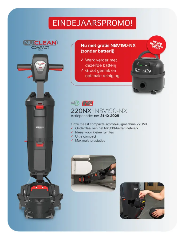 EINDEJAARSPROMO - Schrobzuigmachine 220NX + GRATIS Stofzuiger NBV190NX