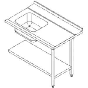 Vaatwas Zijtafel RVS Rechts met Bodemschap & Spoelbak - 1200x750x850mm